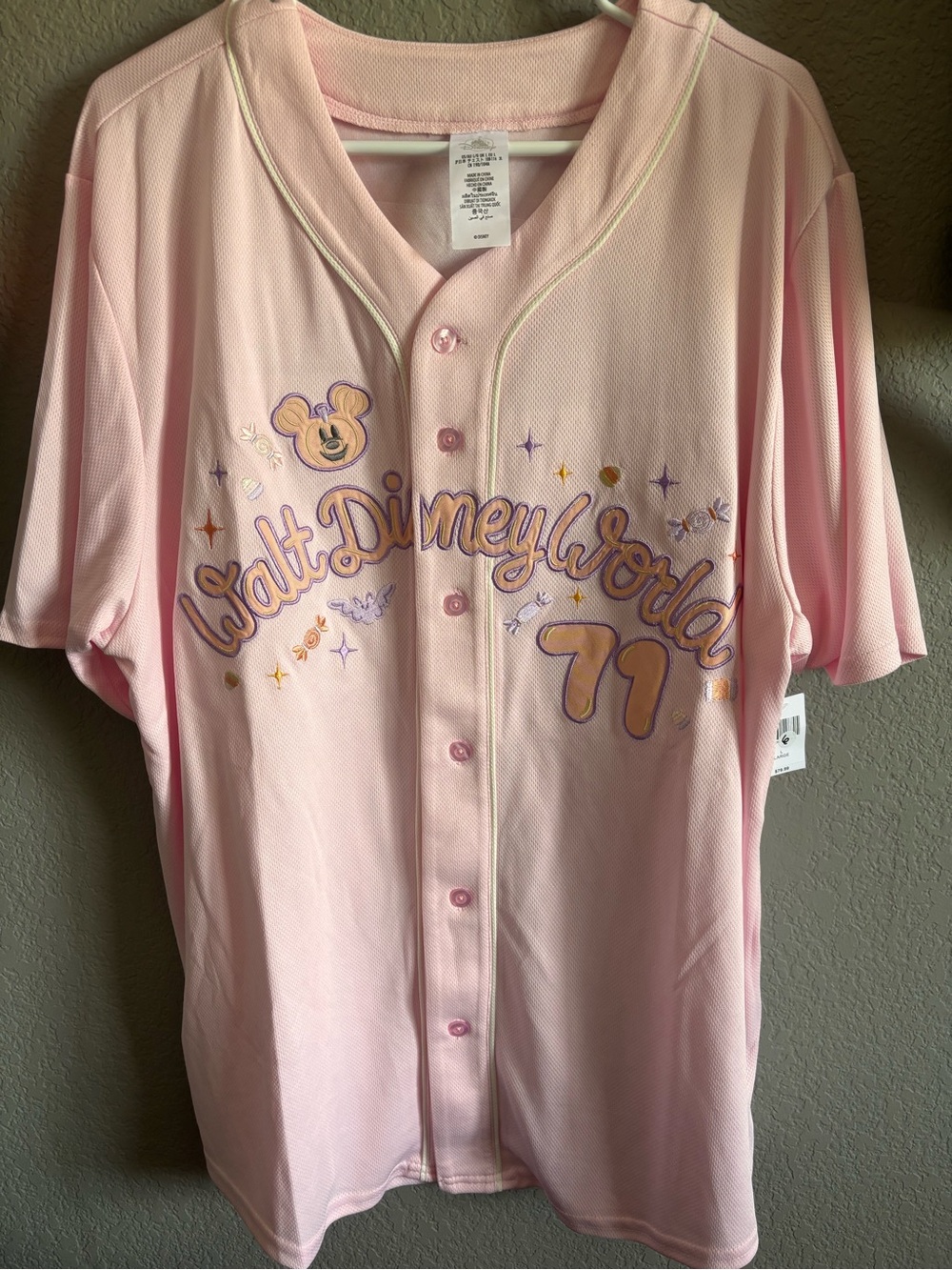 Disney Halloween mickey puPink Baseball Jersey with Lavender and Gold Embroidery
